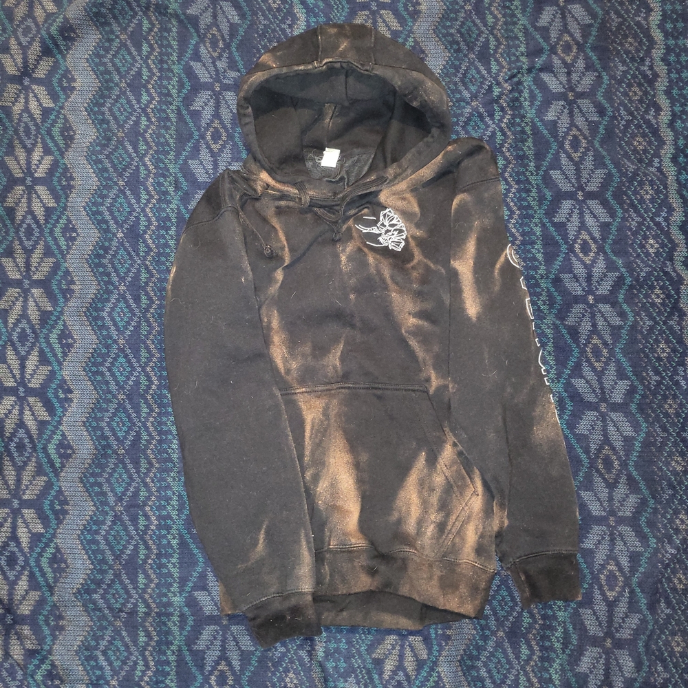 Overgrow Midwest Sad Rock Band Black Bleach Dyed Hoodie Size Large